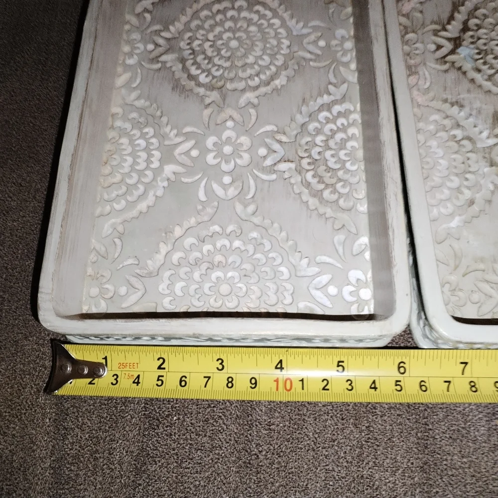 Cost Plus World Market Cream Vanity Tray Floral Design